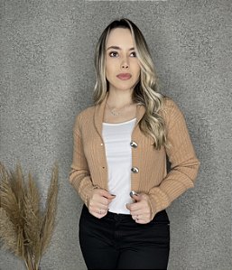 CARDIGAN CURTO COM BOTÕES MARROM