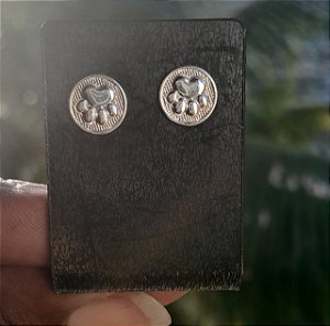 Brinco Banhado Prata Patinha Cachorro Semijoias