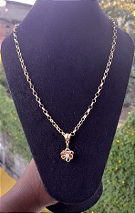 Cordão Elo Grosso Folheado Flor Antialérgico