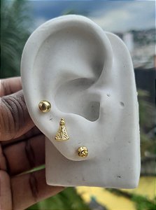 Cartela Brinco Trio Folheado Ouro Antialérgico