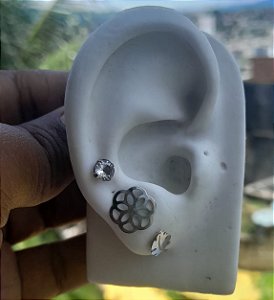 Cartela Trio Brinco Aço Inoxidável Hipoalérgico