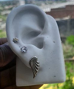 Cartela Trio Brinco Aço Inoxidável Hipoalérgico