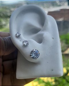 Cartela Trio Brinco de Aço Inoxidável – Hipoalérgico