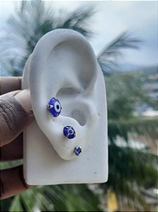 Cartela Brinco Trio Olho Grego Aço Inoxidável Hipoalérgico