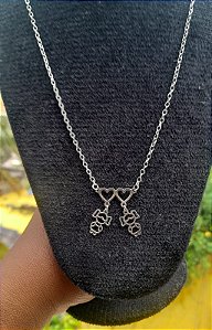 Colar de aço inox Corações Vazados e Filhos