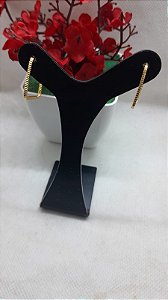 Brinco Argola Quadrada Friz Banhada Ouro