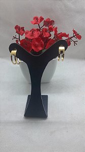 Brinco Argola Achatada Vazada Banhada Ouro