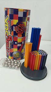 Brinquedo Magnético Magstix Geometria Kit 81 Peças Colorido - Magnetech
