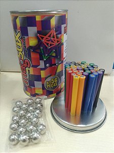 Brinquedo Magnético Magstix Kit 56 Peças Colorido - Magnetech