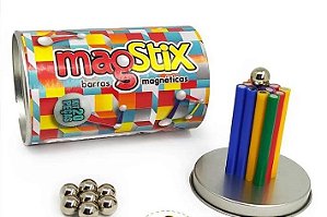 Brinquedo Magnético Magstix Kit 20 Peças Colorido - Magnetech