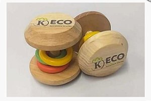 Brinquedo Sensorial Chocalho de Madeira Rola Argola – Keco