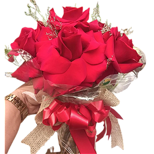 Buquê luxo com 8 Rosas Colombianas