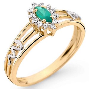 anel de formatura esmeralda em ouro 18 k diamantes