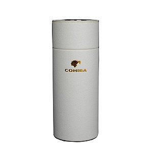Estojo de charutos couro branco com Higrômetro