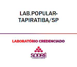 Exame Toxicológico - Tapiratiba-SP - LAB.POPULAR-TAPIRATIBA/SP (C.N.H, Empregado CLT, Concurso Público)