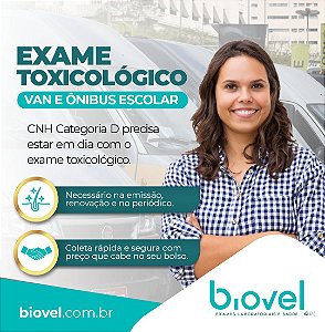 Exame Toxicológico - Cascavel-PR - LAB.BIOVEL-CASCAVEL/PR (C.N.H, Empregado CLT, Concurso Público)
