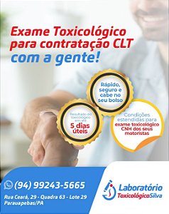 Exame Toxicológico - Parauapebas-PA - LAB.SILVA-PARAUAPEBAS-PA (C.N.H, Empregado CLT, Concurso Público)