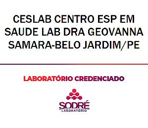 Exame Toxicológico - Belo Jardim-PE - CESLAB CENTRO ESP EM SAUDE LAB DRA GEOVANNA SAMARA-BELO JARDIM/PE (C.N.H, Empregado CLT, Concurso Público)