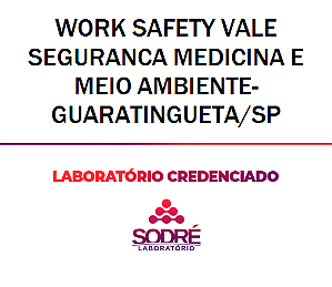 Exame Toxicológico - Guaratingueta-SP - WORK SAFETY VALE SEGURANCA MEDICINA E MEIO AMBIENTE-GUARATINGUETA/SP (C.N.H, Empregado CLT, Concurso Público)