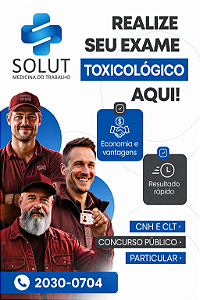 Exame Toxicológico - Natal-RN - SOLUT2-NATAL/RN (C.N.H, Empregado CLT, Concurso Público)