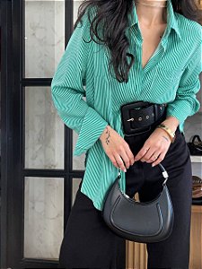 Camisa Listras Verticais Verde