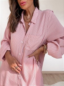 Camisa Listras Verticais Rosa