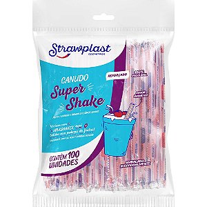 Canudo Super Shake 10mm Strawplast - c/100 unid.