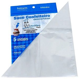 Saco de Confeitar Descartável M 34x23 c/5 unid. - HMVM