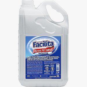 Álcool Líquido  70º INPM 5Lts Bactericida - Facilita