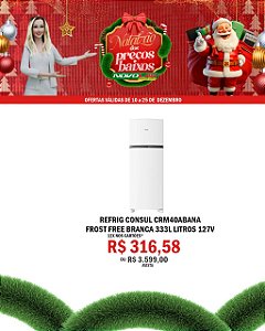 REFRIG CONSUL CRM40ABANA FROST FREE BRANCA 333L LITROS 127V