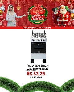 FOGÃO 4 BCS REALCE ARES BRANCO/PRETO