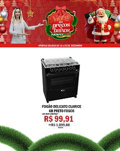 FOGÃO DELICATO CLARICE 6B PRETO FOSCO