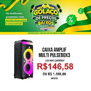 CAIXA DE SOM AMPLIFICADA MULTI PULSEBOX 3 PRETA COM LED