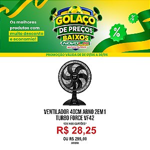 VENTILADOR ARNO 2 EM 1 TURBO FORCE VF42 40CM PRETO