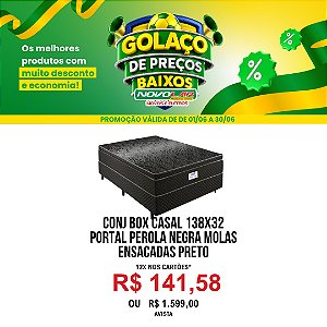 CONJUNTO BOX CASAL PORTAL PÉROLA NEGRA MOLAS ENSACADAS 138X32 PRETO