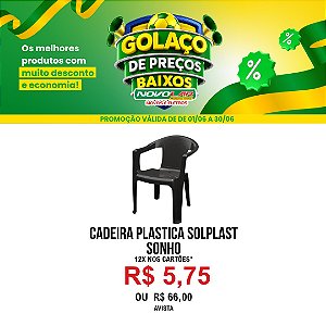 CADEIRA PLÁSTICA SOLPLAST SONHO PRETA COM BRAÇOS