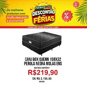 CONJUNTO BOX QUEEN 158X32 PEROLA NEGRA MOLAS ENSACADAS PRETO