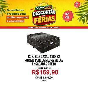CONJUNTO BOX CASAL 138X32 PORTAL PÉROLA NEGRA MOLAS ENSACADAS PRETO