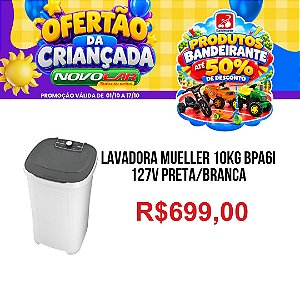 LAVADORA MUELLER 10KG BPA6I 127V PRETA/BRANCA