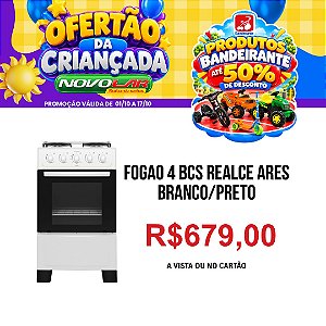 FOGAO 4 BCS REALCE ARES BRANCO/PRETO