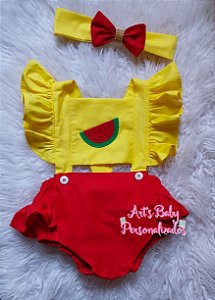 Jardineira Romper Melancia