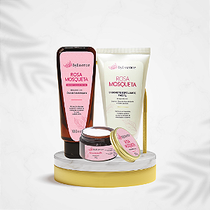 Kit  Facial Rosa Mosqueta - Hidratante, Sabonete Líquido e Sabonete Esfoliante ByEssence