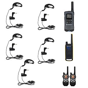 kit com 5 Fones P1 Com Ptt Rádio Motorola Talk T200 T100