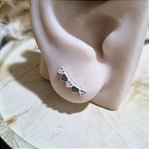 Brinco Cinco Corações Prata 925