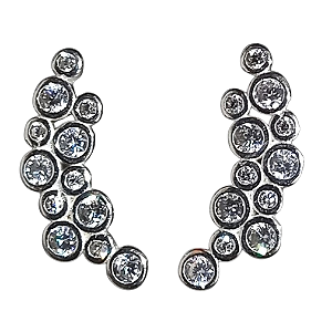 Brinco Cacho de Zircônias Prata 925