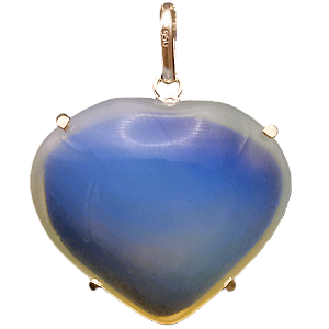 Pingente Coração Pedra da Lua Opalina Base Garra Prata 950