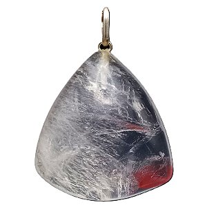 Pingente Trillion de Pedra Hematoide Vermelho Pino Prata 950