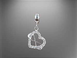 Pingente Berloque Coração Infinito em Prata 925 e Zircônias