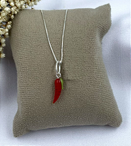 Pingente Pimenta Pimentinha Resina e Prata 925