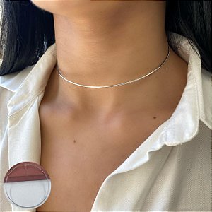 Gargantilha Choker Fio Liso em Prata 925